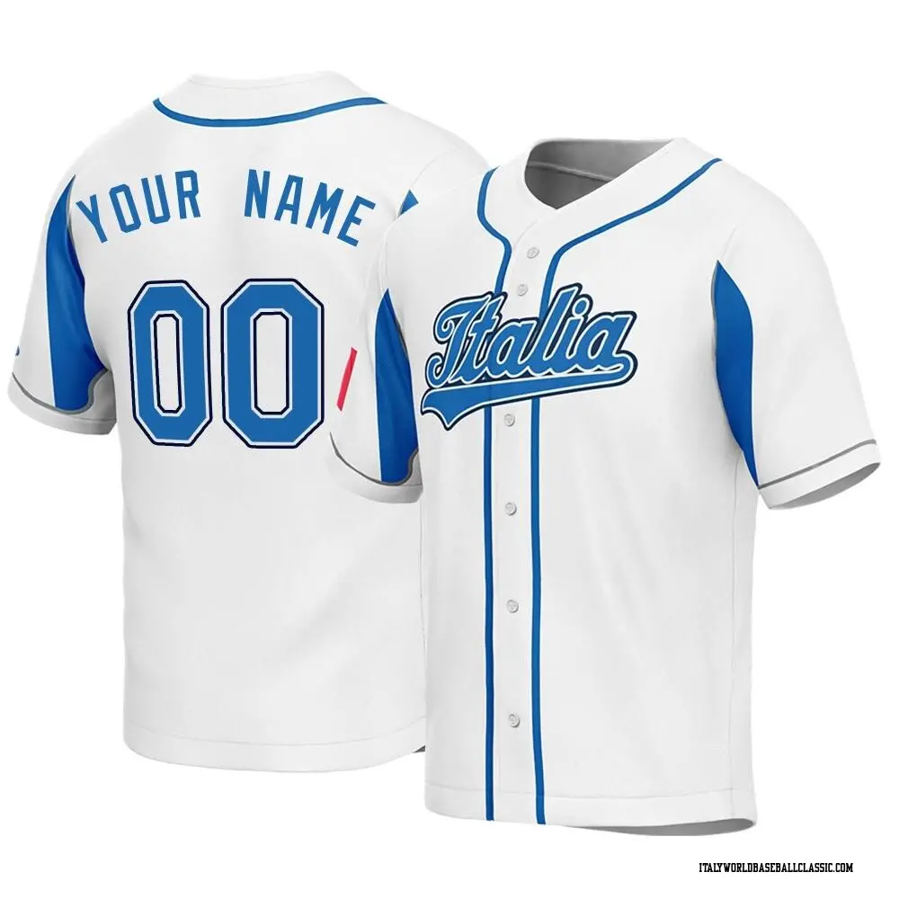 Men's Custom Italy Baseball Replica White 2023 World Baseball Classic